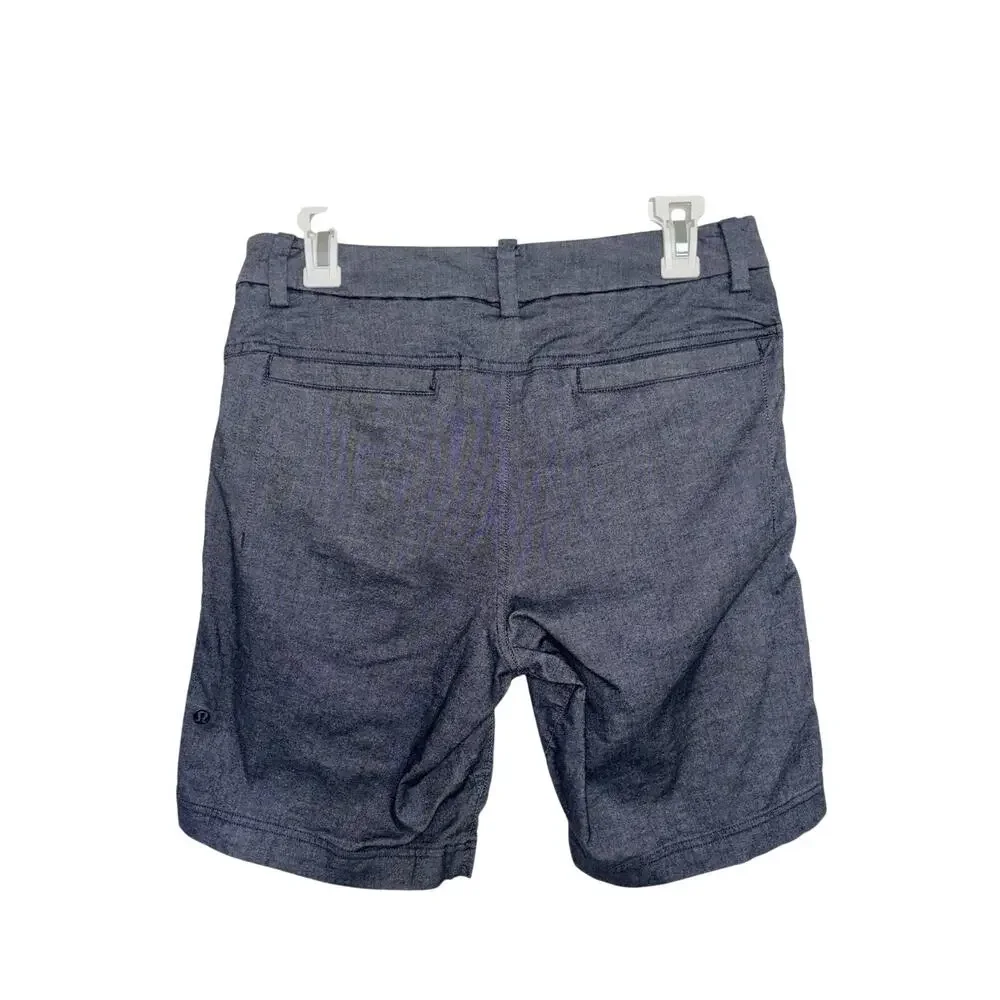 Lululemon Commission Shorts Men’s 30 Blue Grey Qwick Oxford 9” Golf Chino
